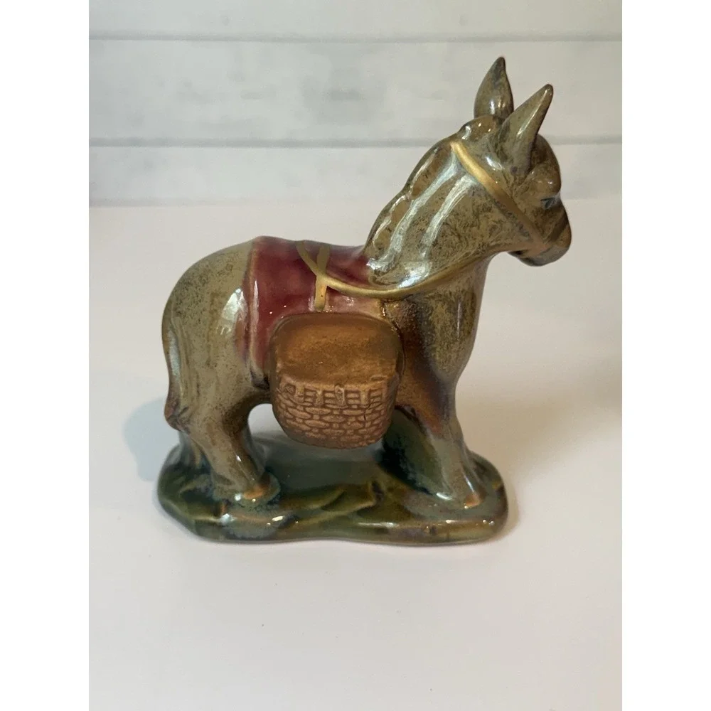 Vintage Ceramic Nativity Donkey Mule Replacement Figure Christmas 4